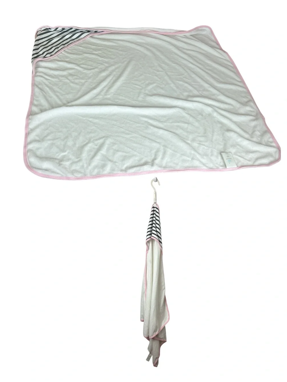 Pink-Trim Baby Hooded Towel + 3 Washcloths
